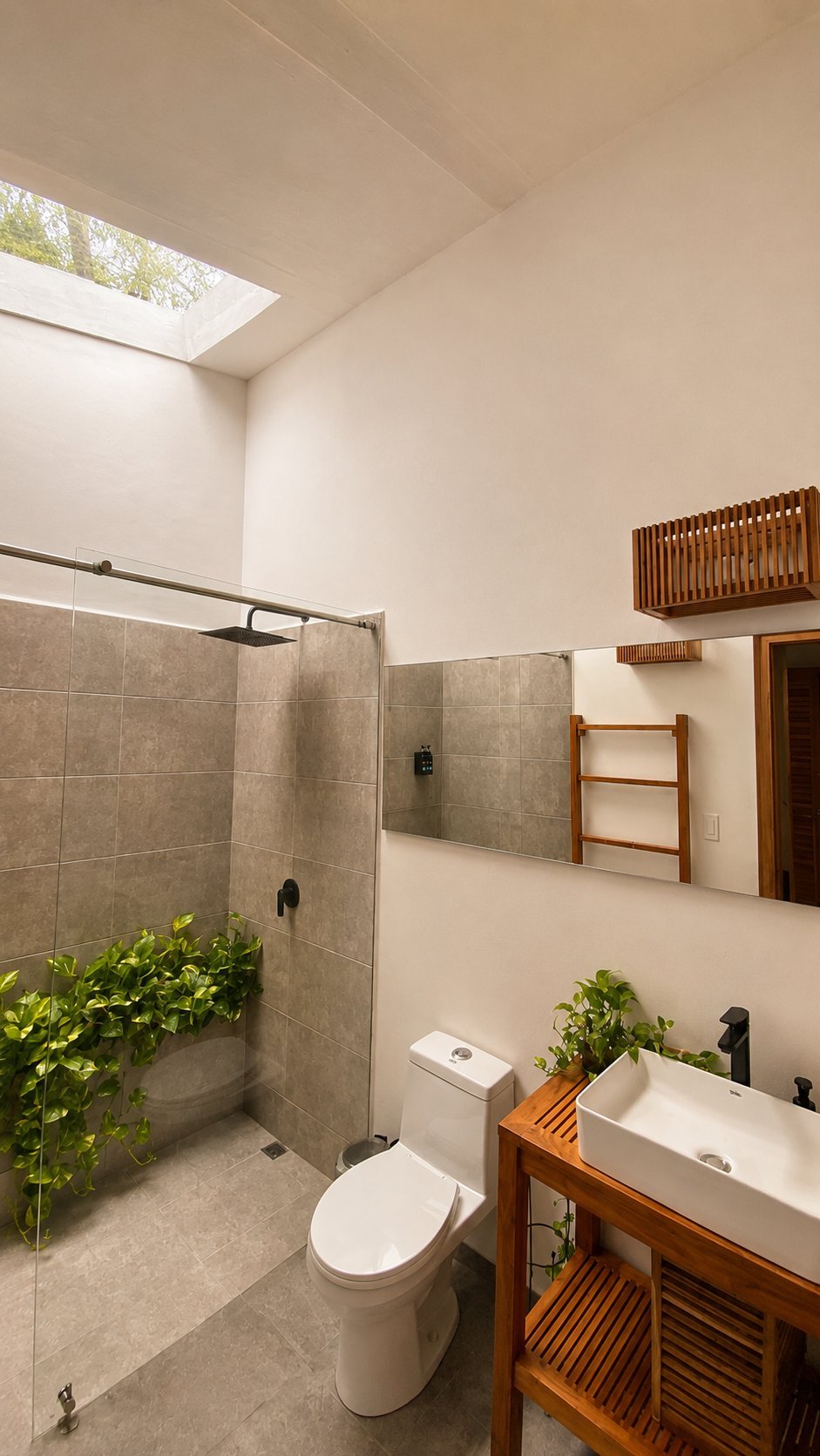 Cabaña 1 — Baño con ducha