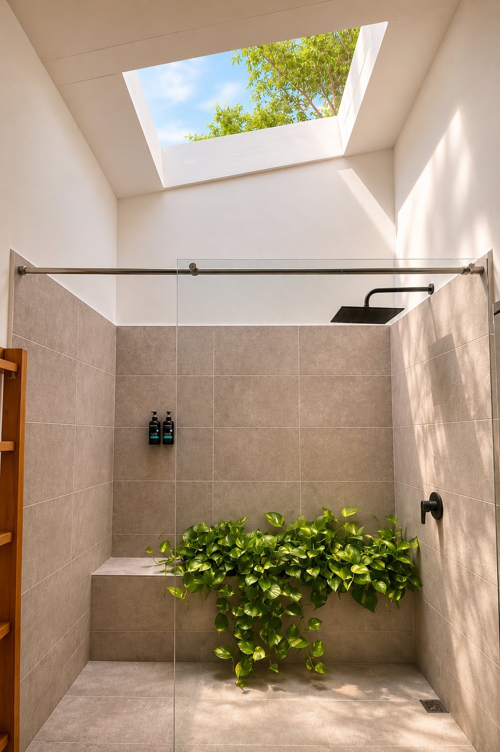 Cabaña 1 — Baño con tragaluz
