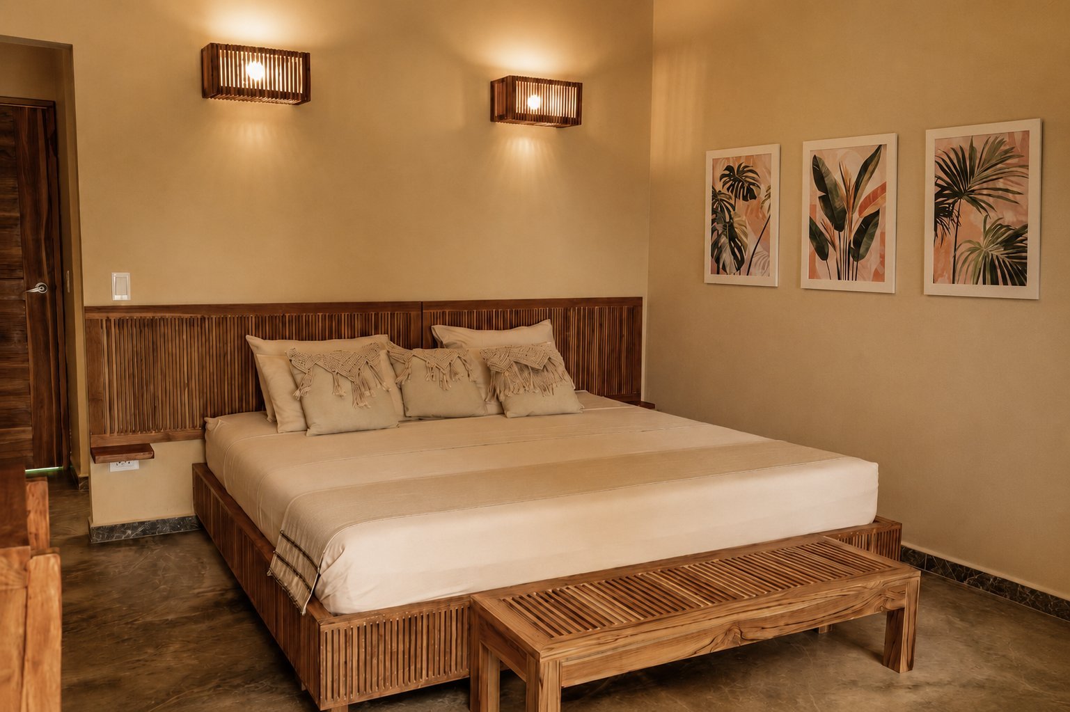 Cabaña 1 — Cama king con apliques